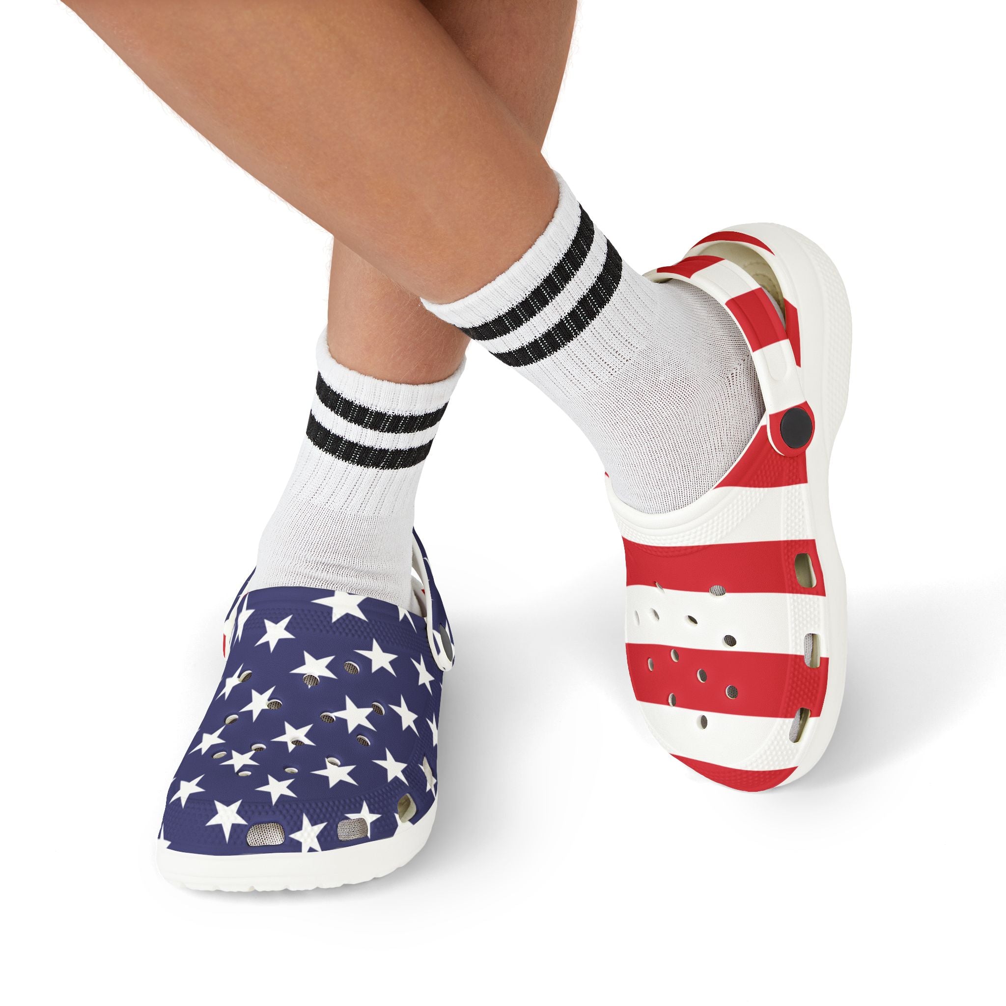 Kids Crocolookalikes - Patriotic EVA Foam Rubber Shoes - Perfect for July 4th Celebrations