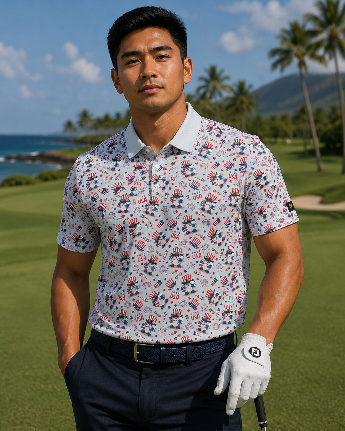 Uncle Sam 4th of July Performance Golf Polo