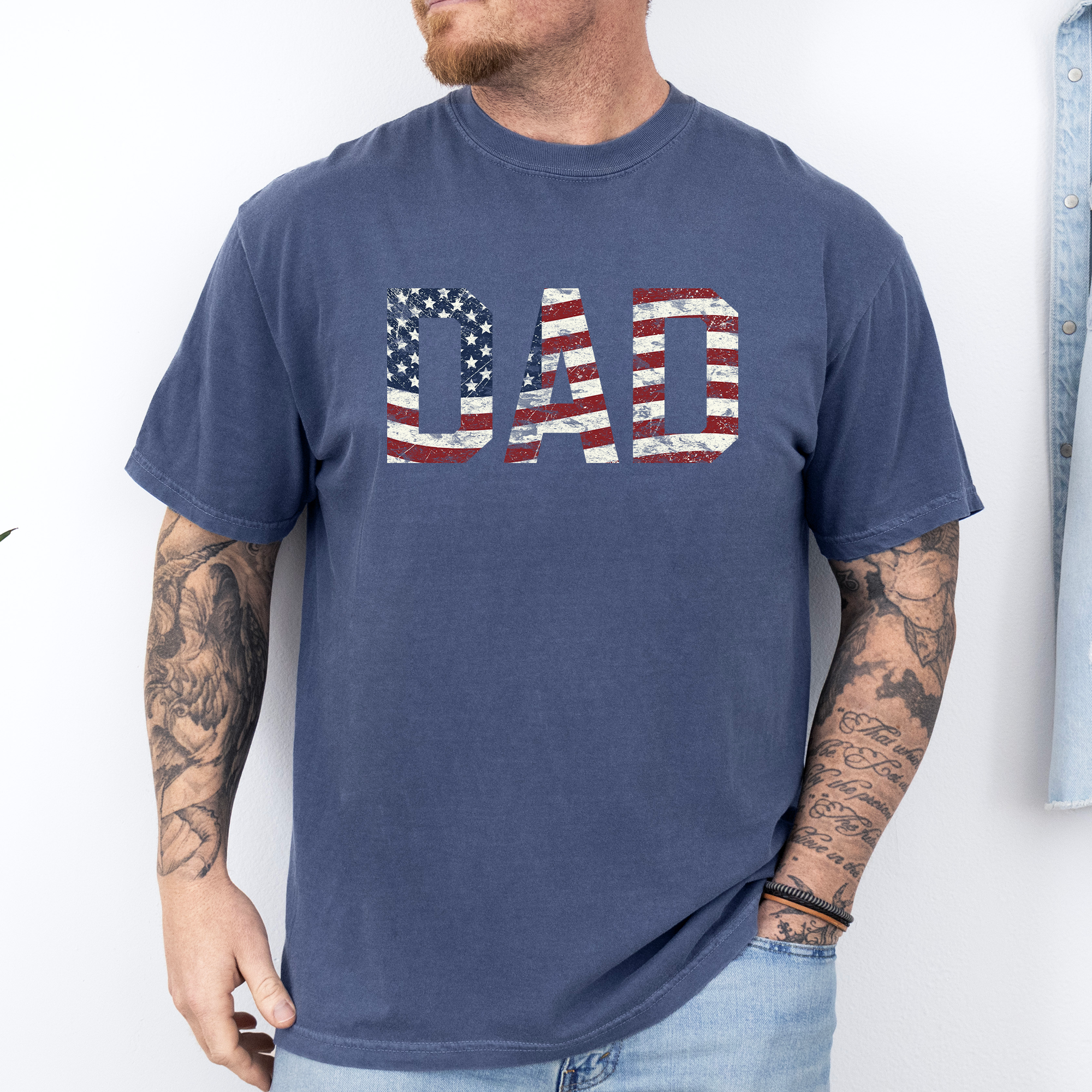 Dad, Patriotic, American Flag, Stars Stripes, Father's Day, Fourth of July, USA, Comfort Colors T-Shirt