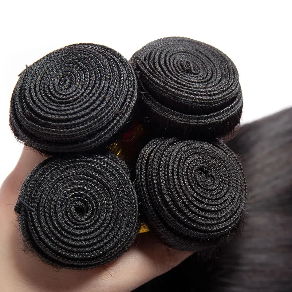 12A Peruvian Straight Bundles | 100% Raw Virgin Human Hair Extensions (Natural Black, 1/3/4 Pcs)