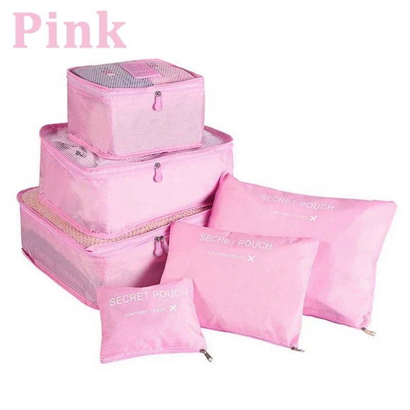 6pcs Set Travel Storage Bags | Suitcase Packing Set & Portable Luggage Organizer (Clothes Shoe Foldable Organizer)