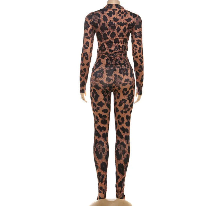 Sexy Leopard Print Two-Piece Outfit