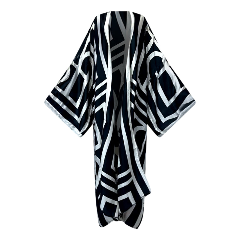 Kimono Robe – Midnight Maze Floral Beach Cover Up